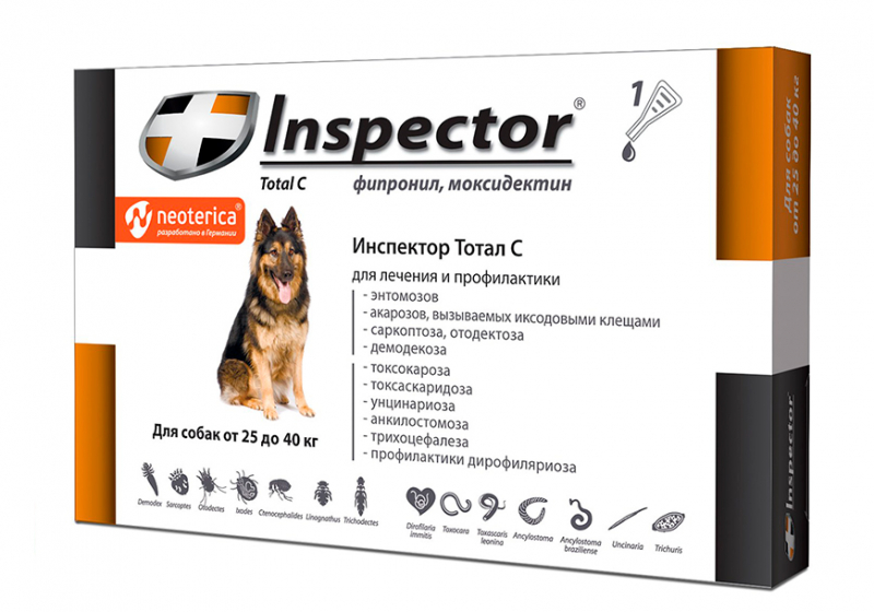 Инспектор для собак - инструкция по применению капель, спрея от блох и клещей